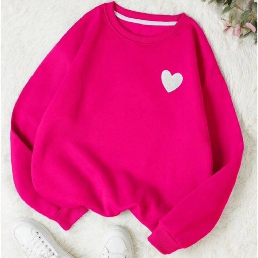 Heart Print Thermal Lined Sweatshirt women different size